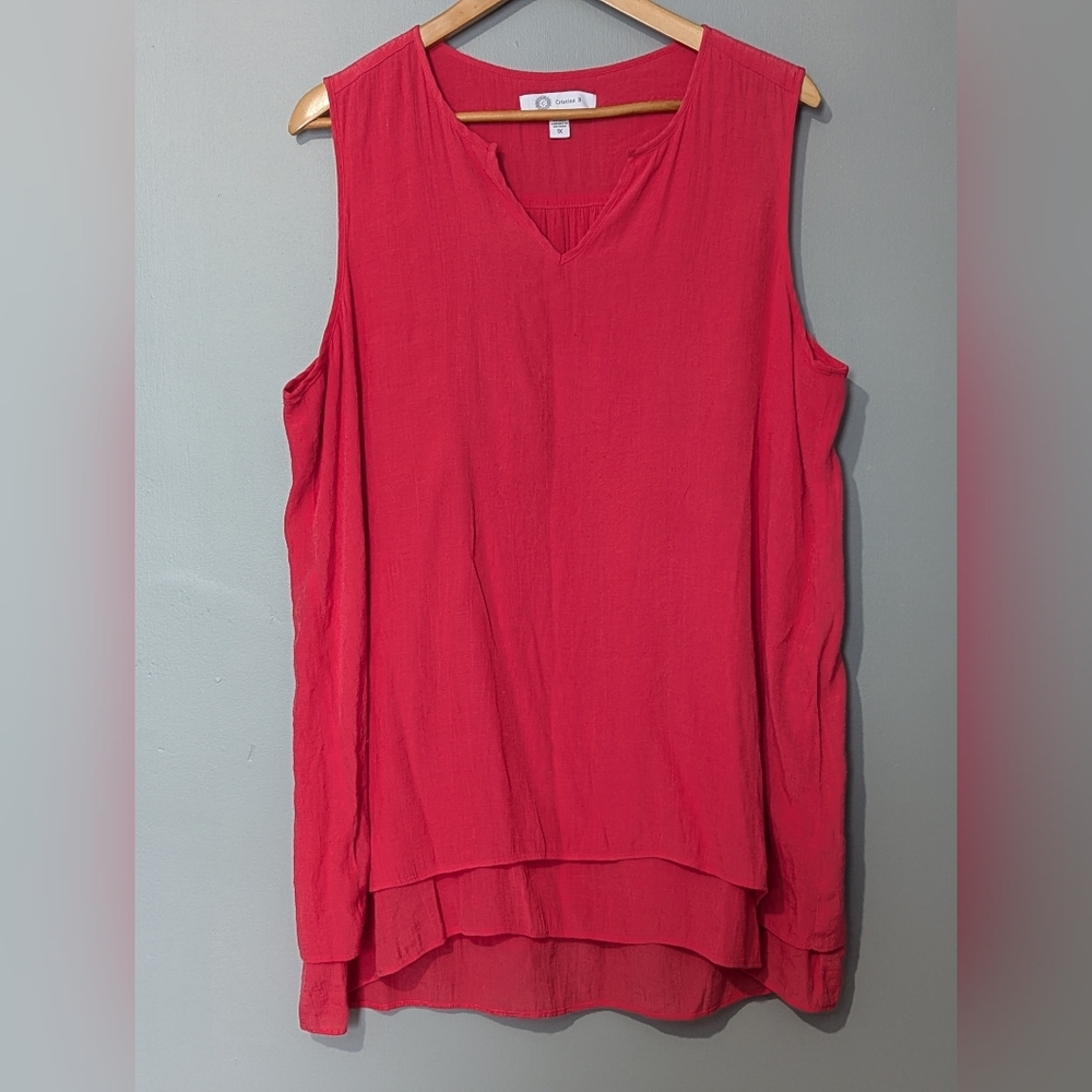 Cristina B Sleeveless V-neck Layered Tunic Top‎ Boho Summer Flowy